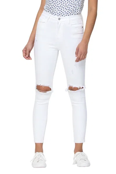 Cello High Rise Distressed Ankle Skinny Jean In White