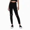 Cello High Rise Distressed Ankle Skinny Pants In Black In Black