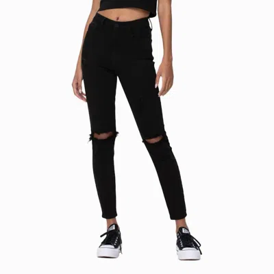 Cello High Rise Distressed Ankle Skinny Pants In Black
