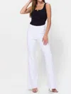 Cello High Rise Pull On Flare Jeans In White