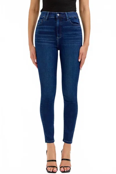 Cello High Rise Skinny Jeans In Dark Denim In Animal Print