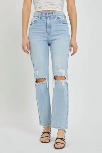Cello High Rise Straight Jeans In Light Denim In Blue