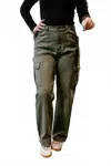 Cello Indy High Rise Cargo Pants In Pine In Green