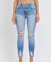 Cello Jocelyn High Rise Distressed Skinny Jeans In Medium Wash In Blue
