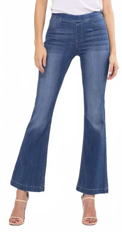 Cello Mid Rise 33" Flare Jeggings In Dark Denim In Blue
