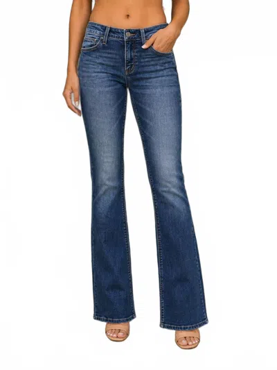 Cello Mid Rise Boot Cut Jeans In Dark Denim In Blue