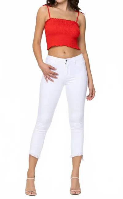 Cello Mid Rise Crop Skinny Jeans In White