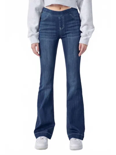 Cello Mid Rise Flare Jegging In Dark Wash In Blue