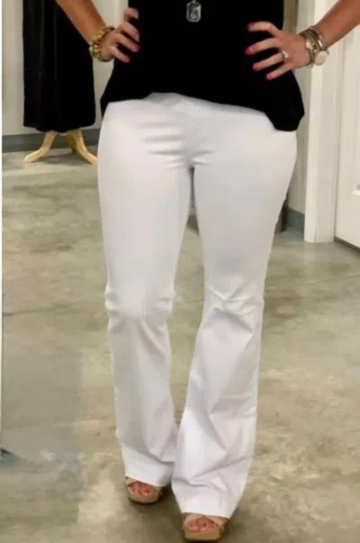 Cello Mid Rise Pull On Flare Jeans In White