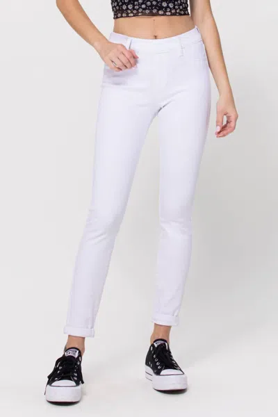 Cello Mid Rise Pull On Skinny In White