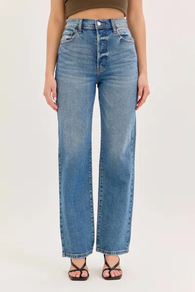 Cello Paisley High Rise Dad Jeans In Medium Wash In Blue