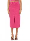 Cello Paylon Denim Midi Skirt In Pink In Pink