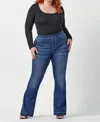 Cello Plus Mid Rise Flare Jegging In Dark Wash In Blue