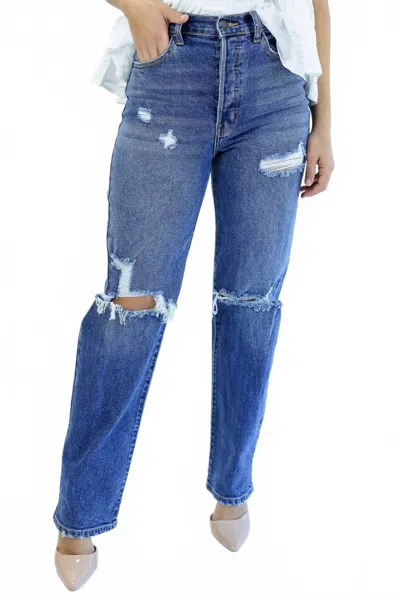 Cello Ricky High Waist Jeans In Medium Wash In Blue