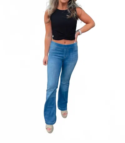 Cello Still Rolling Denim Flares Jeans In Light Wash In Blue