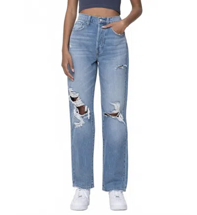 Cello Super High Rise Distressed Jean In Denim In Blue