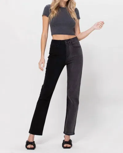 Cello Tonya Two Tone High Rise Jeans In Dark Wash/black