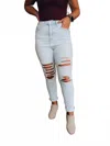 Cello Trendiest Around Distressed Skinny Jeans In Light In Blue