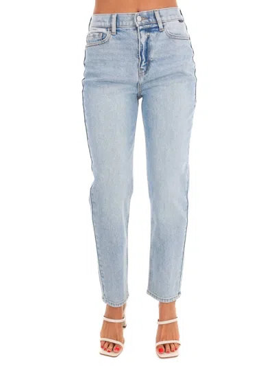 Cello What's The Plan High Rise Mom Jean In Light Denim In Blue