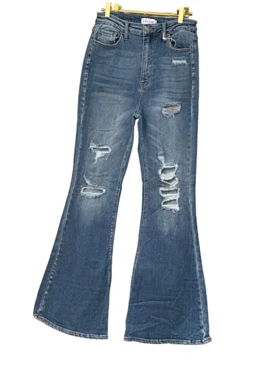Cello Women's High Rise Flare Jeans In Medium Blue In Multi