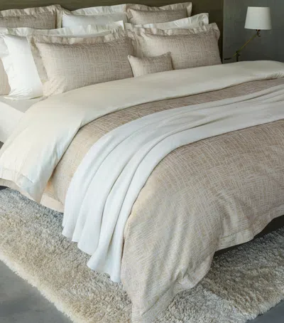 Celso De Lemos Egyptian Cotton-silk Partition King Duvet Cover In Gold
