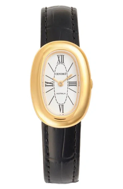 Cendré Cendre Bridgette Leather Strap Watch, 21 X 30mm In Black