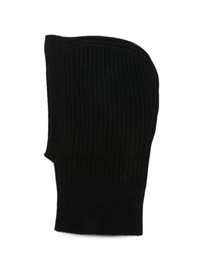 Cenere Black Ribbed Balaclava In Cashmere