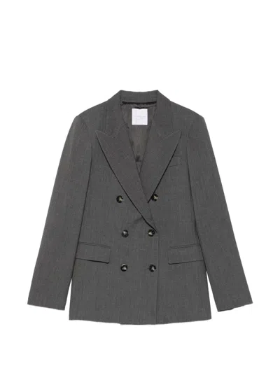 Cenere Blazer Doppiopetto Con Revers A Punta In Gray
