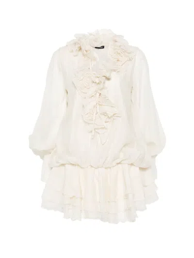 Cenere Blouse With Ruffles In White