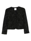 Cenere Button-down Tweed Jacket In Black
