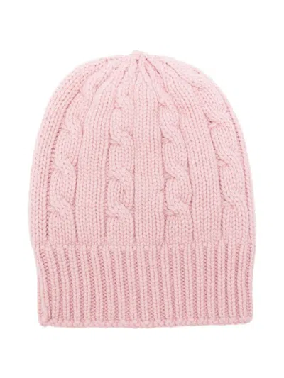 Cenere Cable-knit Beanie Hat In Red