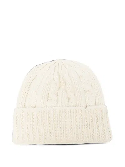 Cenere Cable-knit Beanie Hat In White