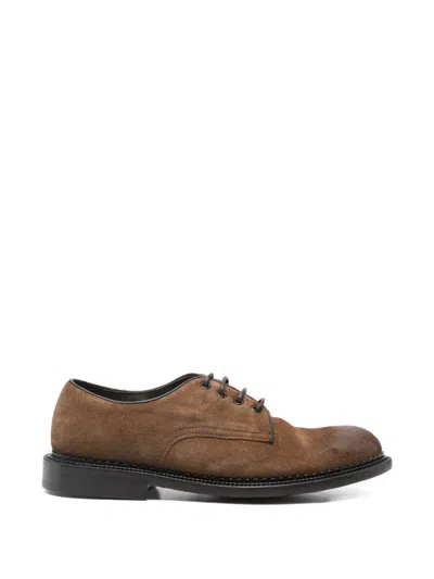 Cenere Calzature Laced "derby" Model In Suede In Brown