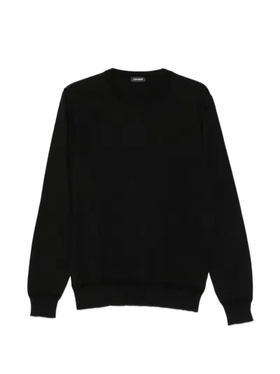 Cenere Crew Neck Long Sleeve Sweater In Black