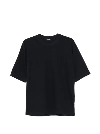 Cenere Crew Neck Short Sleeve Cotton T-shirt. In Black