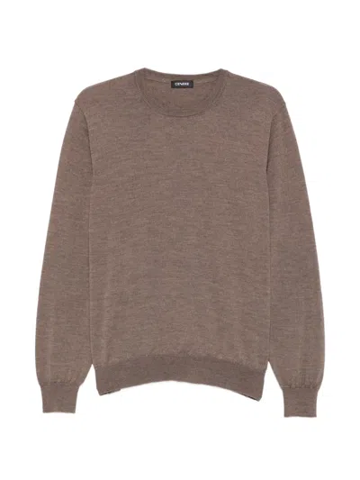 Cenere Crew-neck Long-sleeved Sweater In Brown