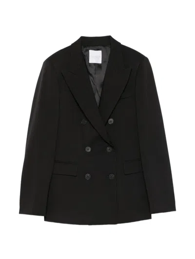 Cenere Double-breasted Peak-lapel Blazer In Black