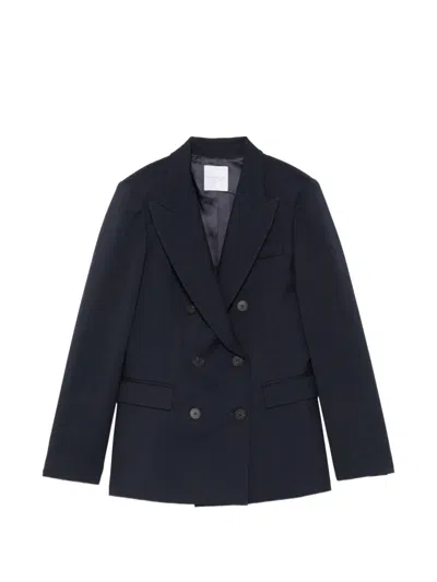 Cenere Double-breasted Peak-lapel Blazer In Blue