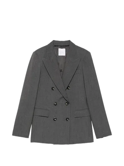 Cenere Double-breasted Peak-lapel Blazer In Gray
