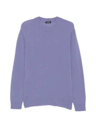 Cenere Fine-knit Crew-neck Sweater In Purple