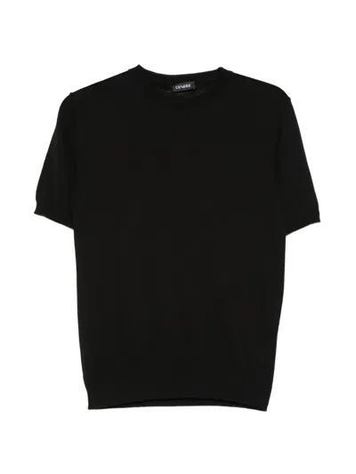 Cenere Fine-knit T-shirt In Black