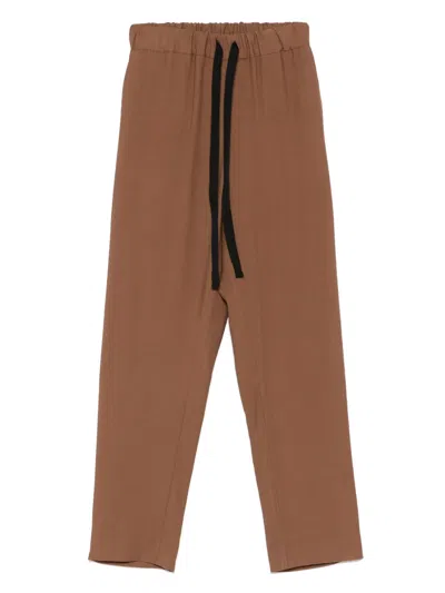 Cenere Drawstring Straight-leg Trousers In Brown