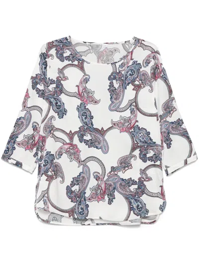 Cenere Graphic-print Blouse In White