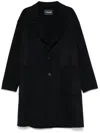 Cenere Single-breasted Coat In Black