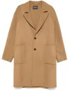 Cenere Single-breasted Coat In Brown