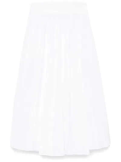 Cenere Taffeta Midi Skirt In White