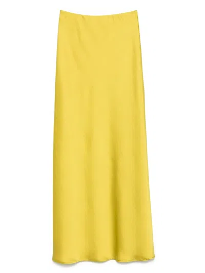 Cenere Gblong Skirt In Yellow Satin In Green