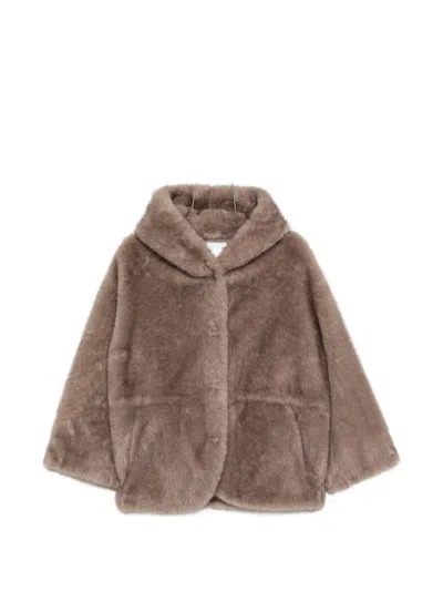 Cenere Hooded Faux-fur Coat In Neutral