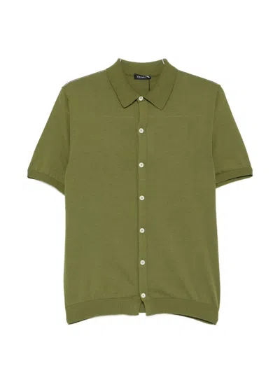 Cenere Short-sleeve Knitted Shirt In Green