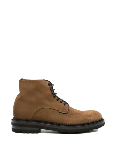 Cenere Lace-up Suede Ankle Boots In Brown